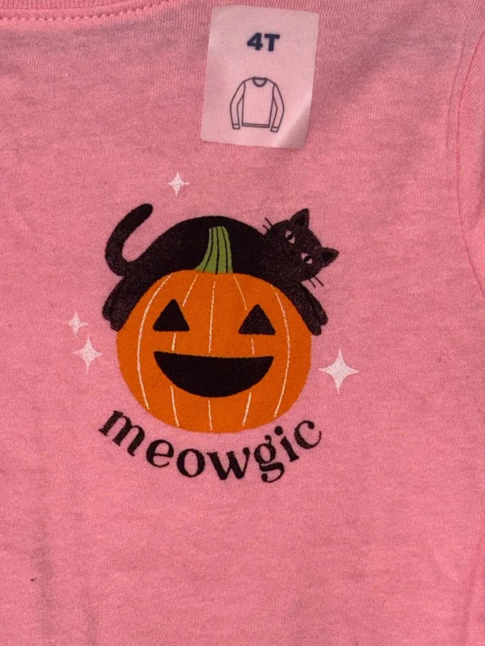 Old Navy Halloween Black Cat Meowgic Long Sleeve Tee Shirt NEW Sz 4T Pumpkin
